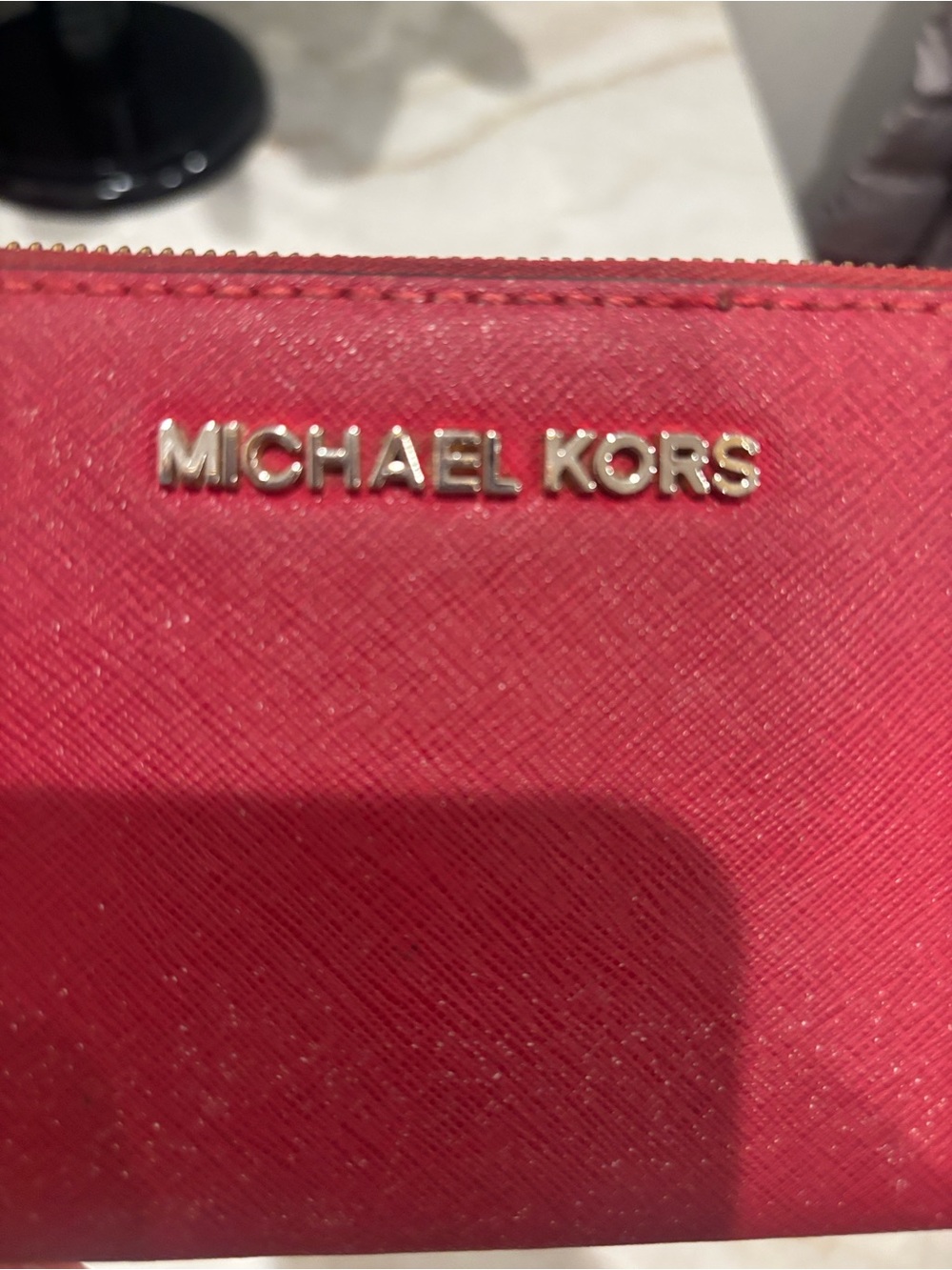 Michael Kors Red Saffiano Zip-Around Wallet - Picture 2 of 8